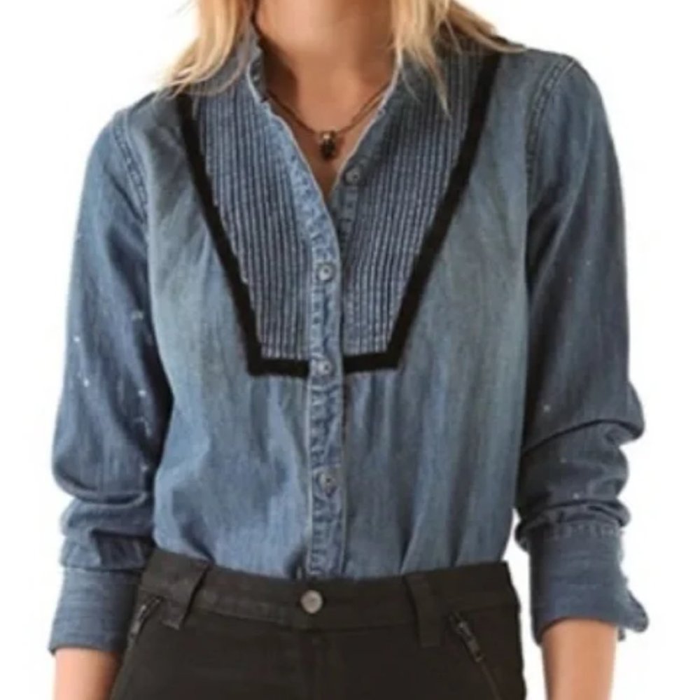 Free People Chambray Button Up Shirt